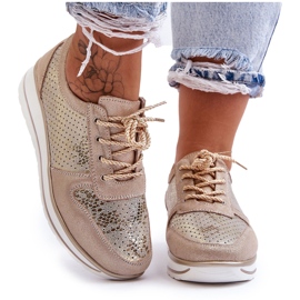 Sportschuhe aus Leder mit Perforation S.Barski AL22246 Gold golden