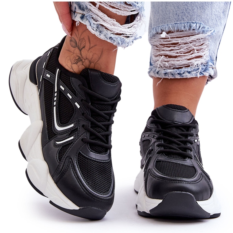 FG2 Damen Sportschuhe Sneakers Schwarz Feluci