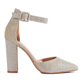 Shelovet goldene Glitzer-Stiletto-Pumps