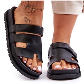 Klassische schwarze Molie-Hausschuhe für Damen