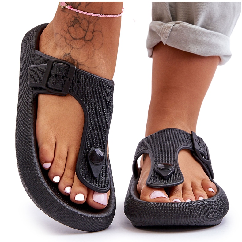 Damen-Flip-Flops aus Schaumstoff, Schwarz, Apollo