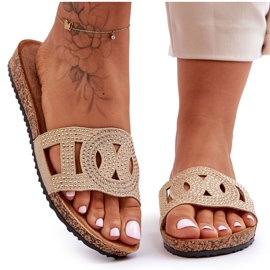 Damen-Slipper mit Nieten Beige Evelins