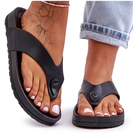 Damen Plateau-Flip-Flops Schwarz Bellitta