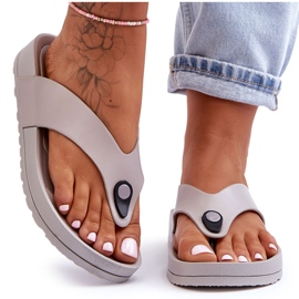 Damen Plateau-Flip-Flops Grau Bellitta