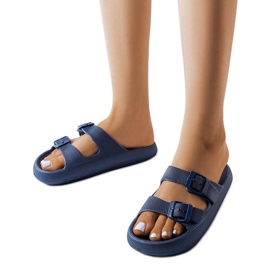 Marineblaue Gummipantoffeln mit Schnallen von Padova