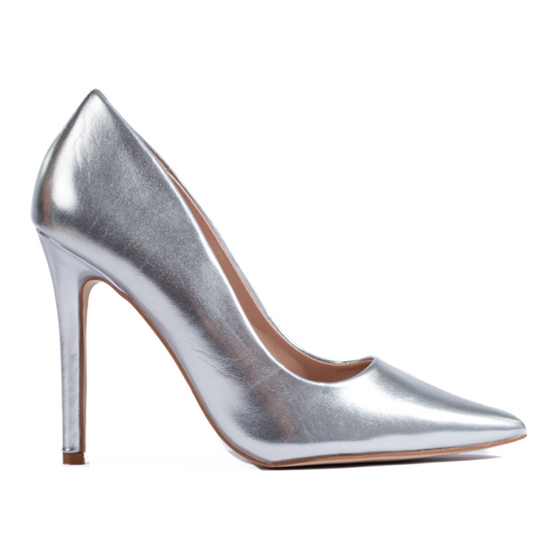 Metallic-Silber-High-Heel-Pumps von Shelovet