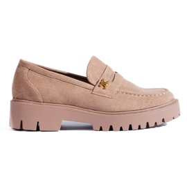 Klassische dunkelbeige Wildlederschuhe für Damen von Shelovet