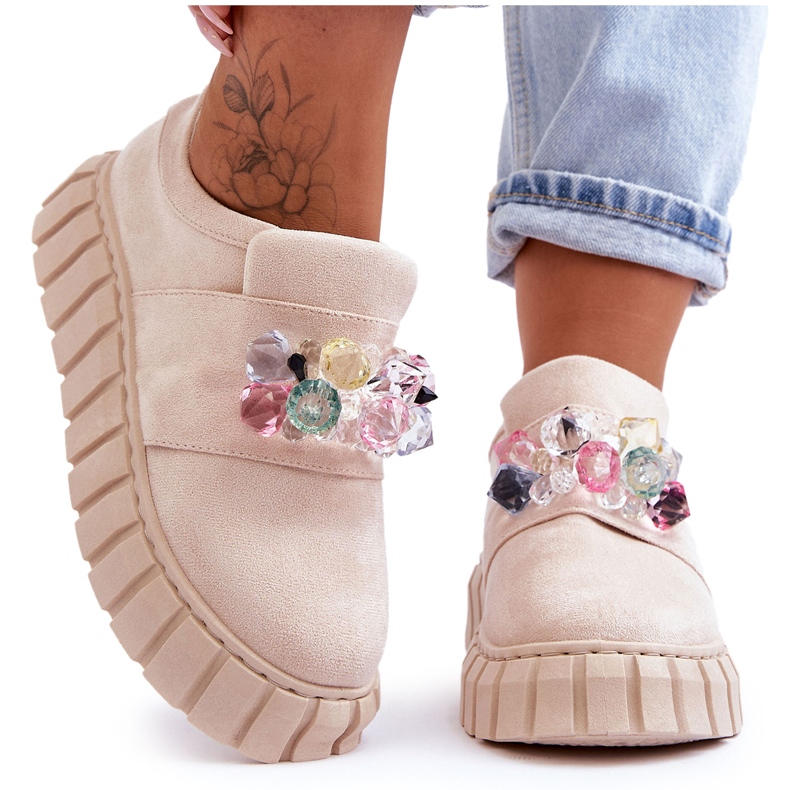 PS1 Modische Slip-On-Sportschuhe mit beigem Desire-Dekor