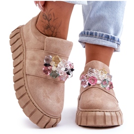 PS1 Modische Slip-On-Sportschuhe mit Verzierung Dark Beige Desire