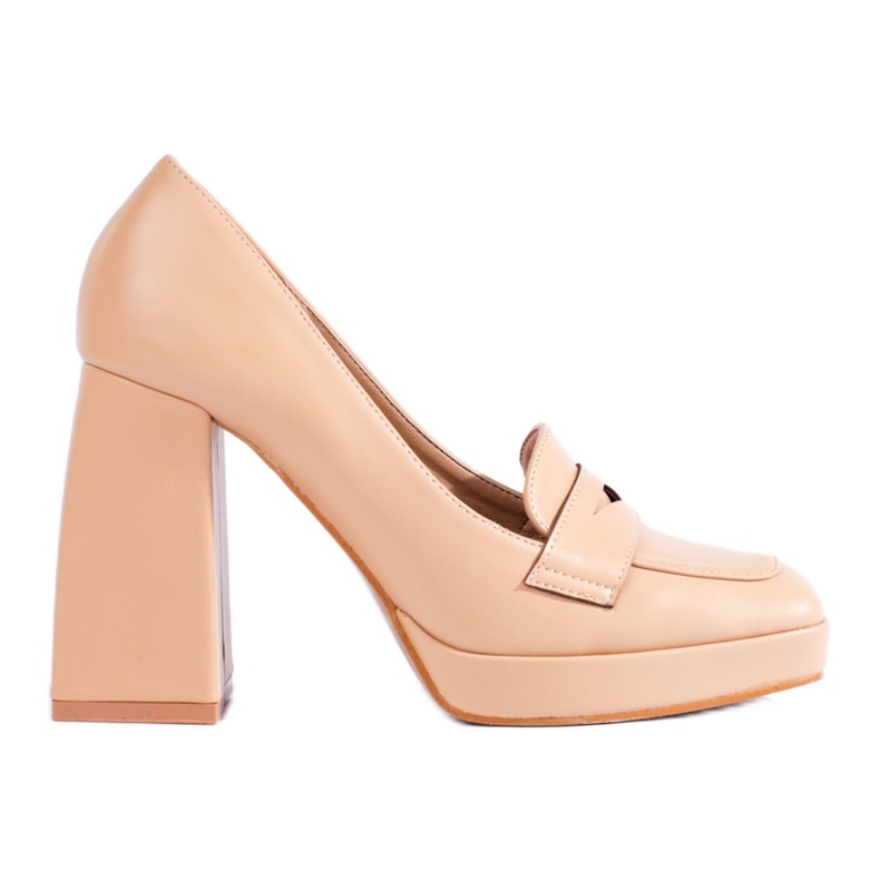 Beige Stiefel mit dickem Block von Shelovet