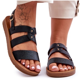 PG1 Schwarze Catalia glänzende Damensandalen