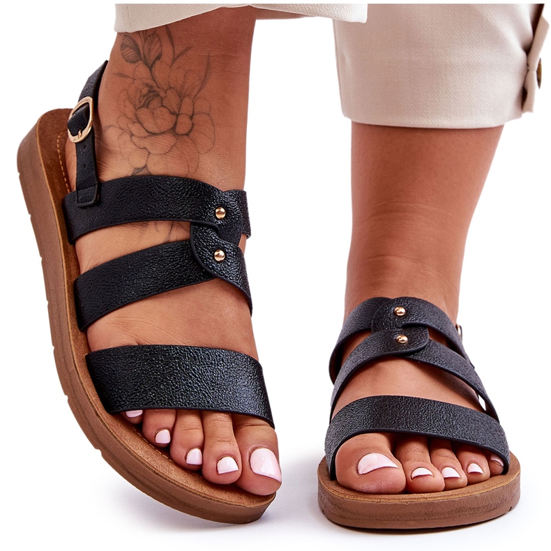 PG1 Schwarze Catalia glänzende Damensandalen