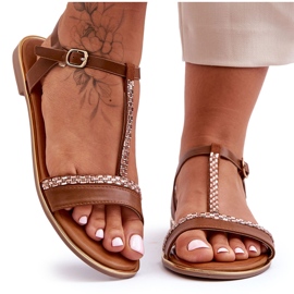 Braune Penna-Sandalen mit Zirkonia für Damen