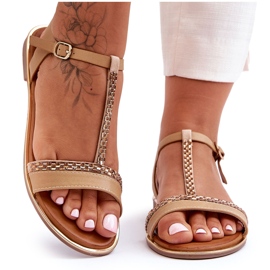 Damensandalen mit Zirkonen Beige Penna