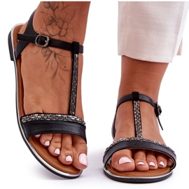 Schwarze Penna Damen-Sandalen mit Zirkonia