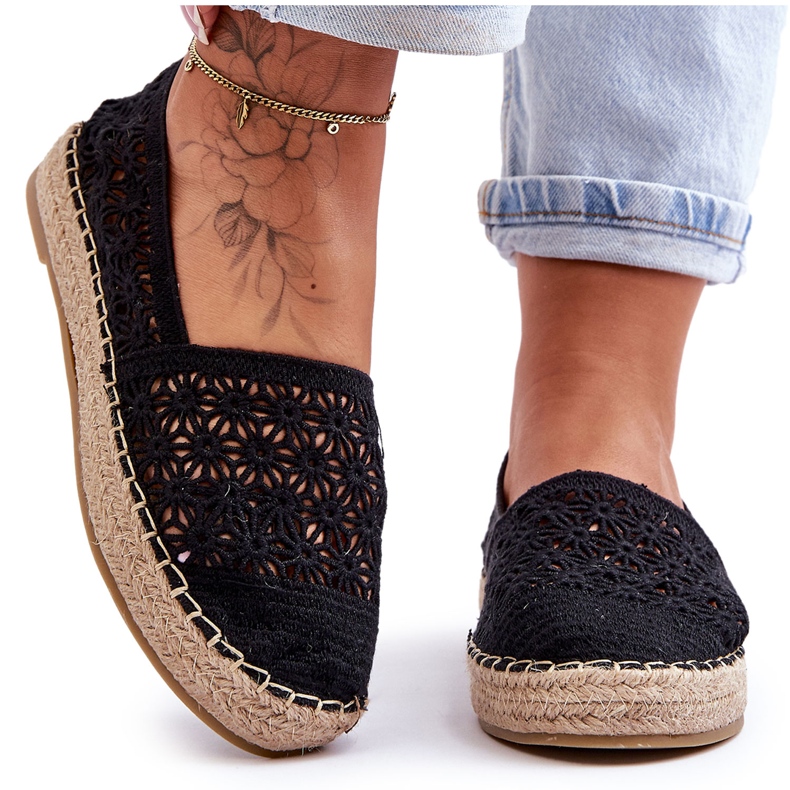 PG1 Durchbrochene Espadrilles für Damen Black One Lover schwarz