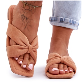 Orange Vanilla Sky Velours-Hausschuhe für Damen