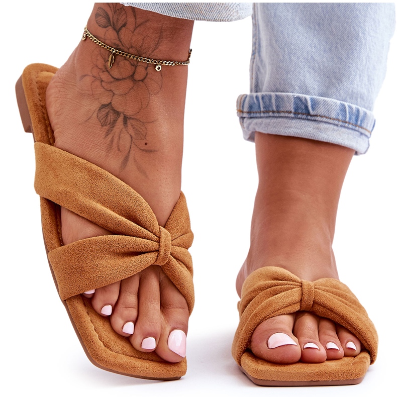 Camel Vanilla Sky Velours-Hausschuhe für Damen braun