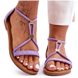 Flache Damen-Reißverschlusssandalen Lila Jullie