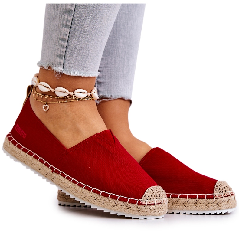 Rote Espadrilles auf einer geflochtenen Sohle Big Star HH274494