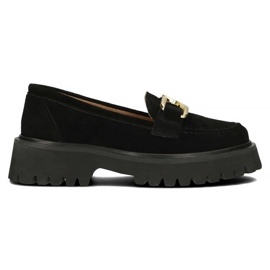 Filippo DP4916 Leder-Wildleder-Loafer auf der Plattform schwarz