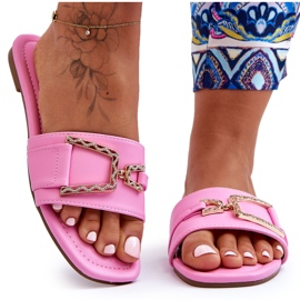 Klassische Damenhausschuhe mit beeindruckender rosa Verzierung