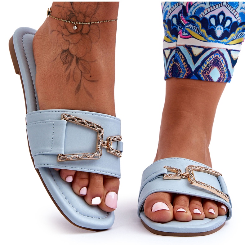 Beeindruckende, verzierte Hausschuhe in klassischem Blau für Damen