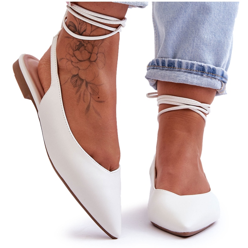 PG1 Damen-Ballerinas zum Schnüren Weiß Lilly Ann