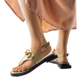 Grüne Flip-Flop-Sandalen mit Kette aus Mali