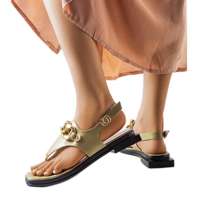 Grüne Flip-Flop-Sandalen mit Kette aus Mali