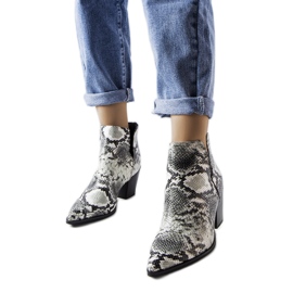 Weiße kurze Cowboystiefel mit Schlangenlederimitat von Iga