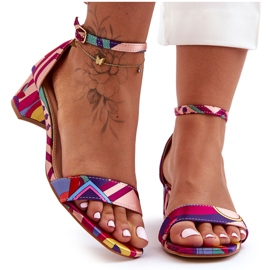 STEPHAN Gemusterte Satin-High-Heels-Sandalen in Rot-Mix inspirieren mich! mehrfarbig