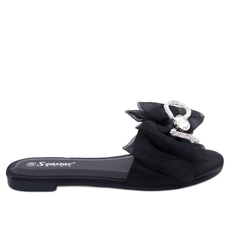 Seastar Monique Schwarze Hausschuhe mit Schleife