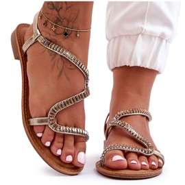 Goldene Hayen Slip-On-Sandalen für Damen