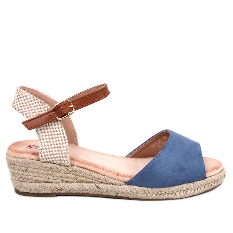 Eakes Blaue Espadrille-Sandalen mit Keilabsatz