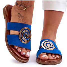 Modische Hausschuhe mit Spiegeldekoration, blauer tiefer Atem