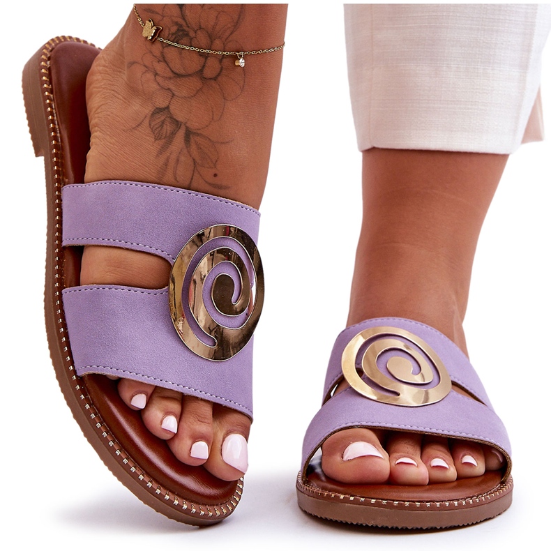 Modische Hausschuhe mit Spiegeldekoration, lila, tiefer Atem violett