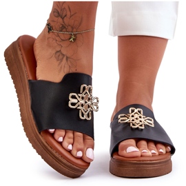 PG1 Schwarze Azera-Plateauhausschuhe für Damen mit Verzierung