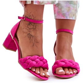 Geflochtene Sandalen aus fuchsiafarbenem Essenza-Wildleder rosa
