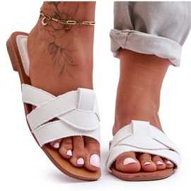 Damen-Hausschuhe aus Stoff, weiß, Aversa