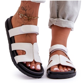 Damen-Hausschuhe mit Klettverschluss, Weiß, Jose