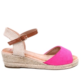 Eakes Fuchsia Keil-Espadrille-Sandalen rosa