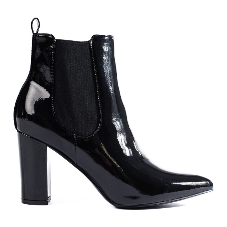 Schwarze Lackstiefel von Shelovet mit Absatz