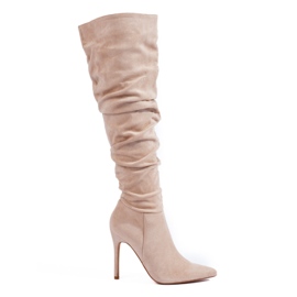 Beige Wildlederstiefel für Damen von Shelovet