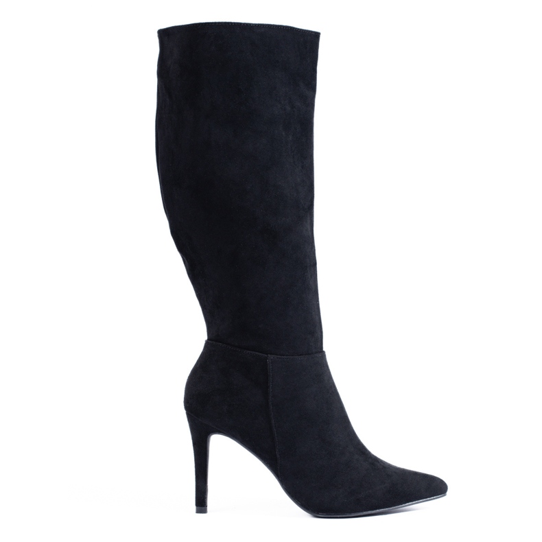 Schwarze Wildlederstiefel mit Absatz von Shelovet