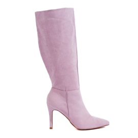 Lila Wildlederstiefel mit Absatz von Shelovet violett