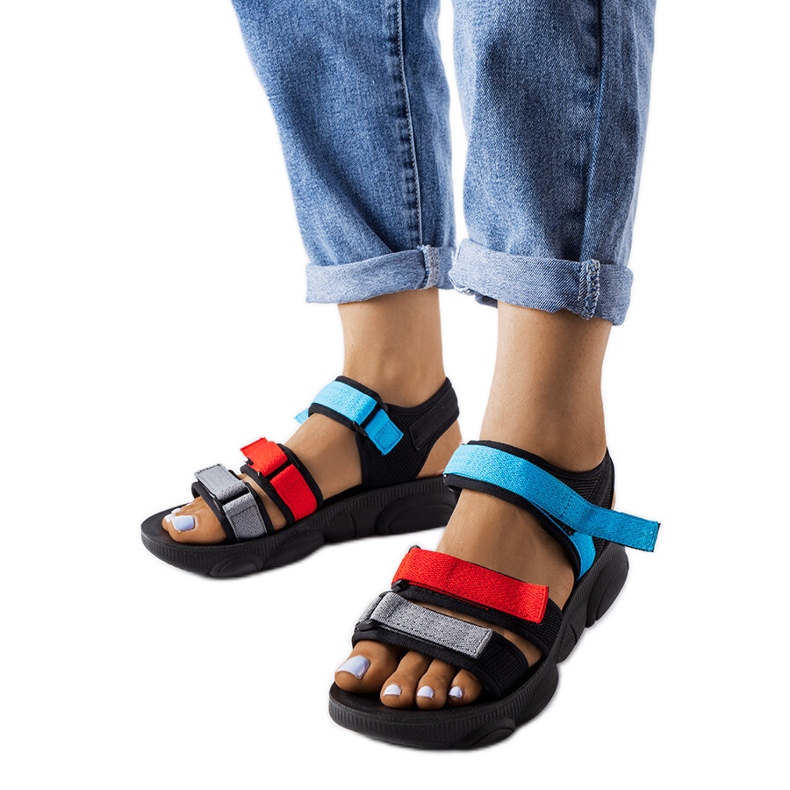 Schwarze Mireio-Sportsandalen mit Klettverschluss