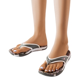 Graue Textil-Flip-Flops mit Blumen von Felix