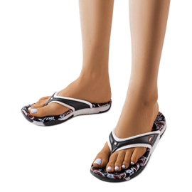 Schwarze Textil-Flip-Flops Feliksa mit Blumen