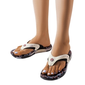 Suoma schwarze Textil-Flip-Flops mit Blumen